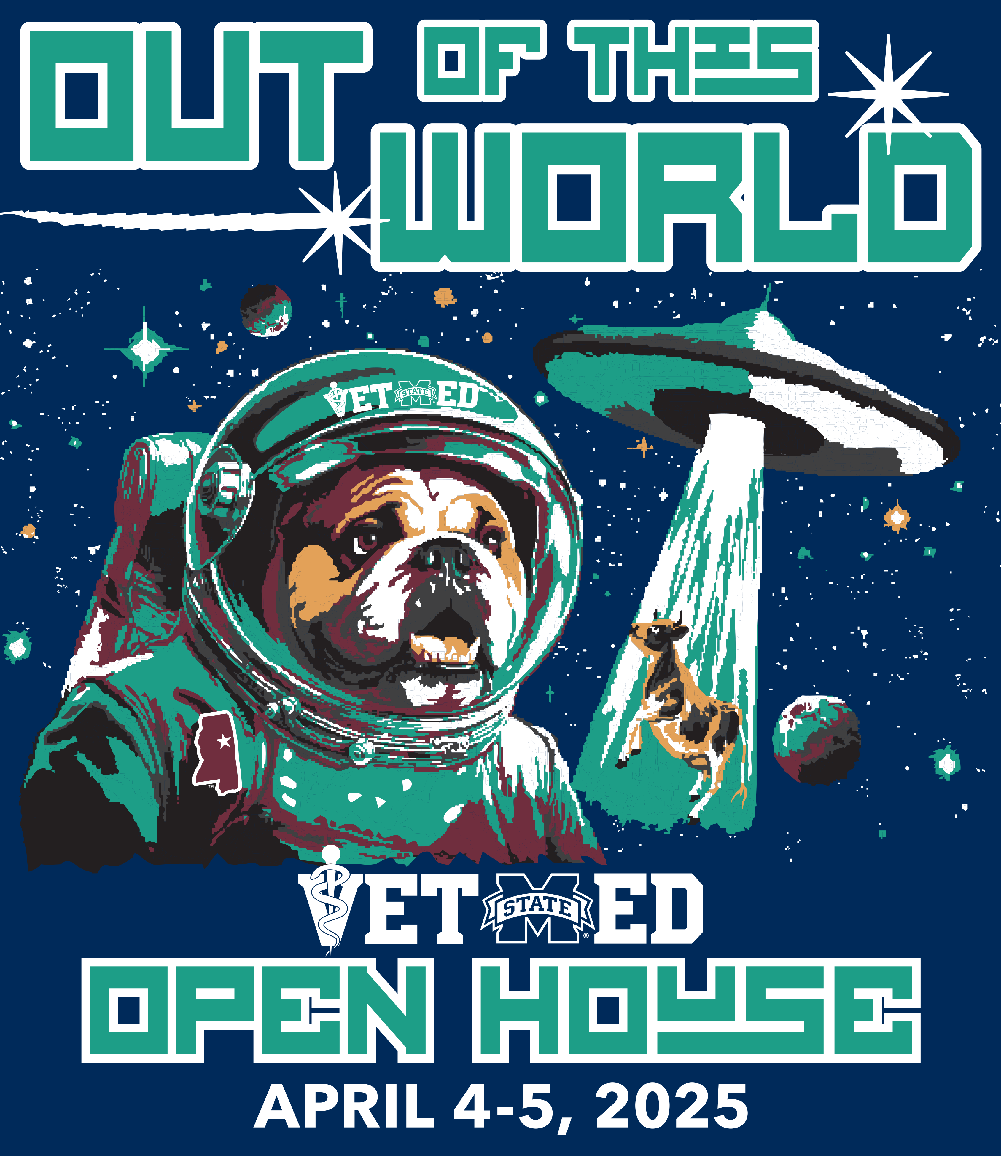 Open House Logo. Bulldog in a space suit